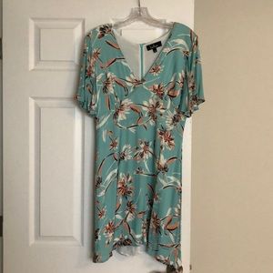 Lulu’s sea green floral v neck mini dress